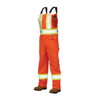 Salopettes de s&eacute;curit&eacute; non doubl&eacute;e, Poly-coton, Grand, Orange haute visibilit&eacute; Rideout Tool & Machine Inc.