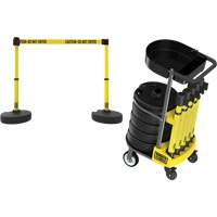 PLUS Barrier Post Cart Kit with Tray, 75' L, Metal, Yellow SGI793 | Rideout Tool & Machine Inc.