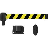 PLUS Wall Mount Barrier System, Plastic, Screw Mount, 15', Black and Yellow Tape SGI950 | Rideout Tool & Machine Inc.