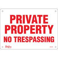 Enseigne Private Property, 7" x 10", Plastique, Anglais Rideout Tool & Machine Inc.