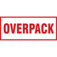 "Overpack" Handling Labels, 6" L x 2-1/2" W, Red on White Rideout Tool & Machine Inc.