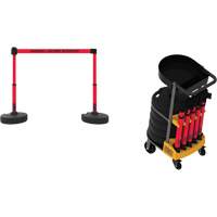 Plus Portable Barrier System Cart Package with Tray, 75' L, Metal/Plastic, Red SGQ814 | Rideout Tool & Machine Inc.