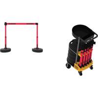 Plus Portable Barrier System Cart Package with Tray, 75' L, Metal/Plastic, Red Rideout Tool & Machine Inc.