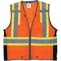 Surveyor Safety Vest, High Visibility Orange, Large, Polyester, CSA Z96 Class 2 - Level 2 SGS923 | Rideout Tool & Machine Inc.