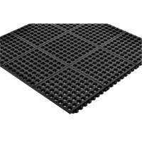 Cushion-Ease&reg; 550 Interlocking Anti-Fatigue Mat, Slotted, 3' x 3' x 3/4", Black, Rubber Rideout Tool & Machine Inc.