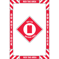 "Red Tag Holding Area" Floor Marking Kit, Adhesive, English with Pictogram Rideout Tool & Machine Inc.