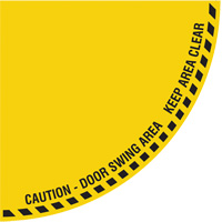 "Caution" Quarter Circle Swing Door Floor Sign, Adhesive, English with Pictogram Rideout Tool & Machine Inc.
