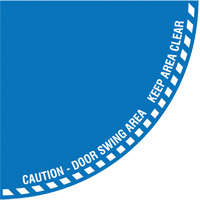 "Caution" Quarter Circle Swing Door Floor Sign, Adhesive, English with Pictogram Rideout Tool & Machine Inc.