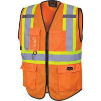 6958 Zipper Front Safety Vest, High Visibility Orange, Small, Polyester Rideout Tool & Machine Inc.