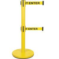 Dual Belt Crowd Control Barrier, Steel, 35" H, Yellow Tape, 7' Tape Length Rideout Tool & Machine Inc.