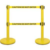Dual Belt Crowd Control Barrier, Steel, 35" H, Yellow Tape, 7' Tape Length Rideout Tool & Machine Inc.