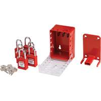 Ultra Compact Group Lockout Box with Nylon Safety Lockout Padlocks, Red SHB340 | Rideout Tool & Machine Inc.