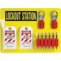 Lockout Board with Keyed Different Nylon Safety Lockout Padlocks, Plastic Padlocks, 6 Padlock Capacity, Padlocks Included SHB345 | Rideout Tool & Machine Inc.