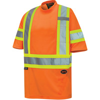 6970 Bird's-Eye Safety T-Shirt, Polyester, X-Small, High Visibility Orange Rideout Tool & Machine Inc.