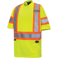 6971 Bird's-Eye Safety T-Shirt, Polyester, X-Small, High Visibility Lime-Yellow Rideout Tool & Machine Inc.