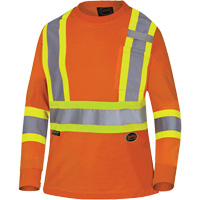 6968 Bird's-Eye Women's Safety T-Shirt, Polyester, X-Small, High Visibility Orange Rideout Tool & Machine Inc.