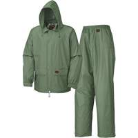 Rain Suit, Polyester/PVC, Small, Green SHE424 | Rideout Tool & Machine Inc.
