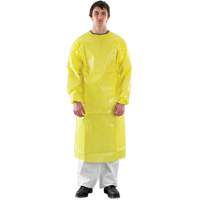 AlphaTec<sup>®</sup> 3000 Apron with Ultrasonically Welded Sleeves, Yellow SHG458 | Rideout Tool & Machine Inc.