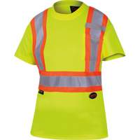 6949 Women's Bird's-Eye Safety T-Shirt, Polyester, X-Small, High Visibility Lime-Yellow Rideout Tool & Machine Inc.