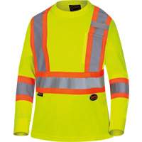 6969 Women's Bird's-Eye Long-Sleeved Safety Shirt, Polyester, X-Small, High Visibility Lime-Yellow Rideout Tool & Machine Inc.