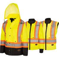 5021BBW Manteau 7 en 1 imperm&eacute;able pour femmes avec capuchon, Polyester/Polyur&eacute;thane, Jaune lime haute visibilit&eacute;, T-petit Rideout Tool & Machine Inc.