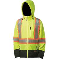 5221 Manteau de s&eacute;curit&eacute; imperm&eacute;able &agrave; coquille souple de premi&egrave;re qualit&eacute;, Polyester, Jaune lime haute visibilit&eacute;, Petit Rideout Tool & Machine Inc.