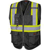 6959BK Tricot High-Visibility Safety Vest with Zipper Closure, Black, X-Small, Polyester Rideout Tool & Machine Inc.