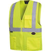 Safety Vest with 2" Tape, High Visibility Lime-Yellow, 4X-Large, Polyester, CSA Z96 Class 2 - Level 2 SHI027 | Rideout Tool & Machine Inc.