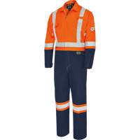 FR-Tech<sup>®</sup> 2-Tone Safety Coverall, Size 40, Navy Blue/Orange, 10 cal/cm² SHI224 | Rideout Tool & Machine Inc.