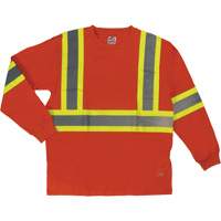 T-shirt de sécurité à manches longues, Coton, T-petit, Orange haute visibilité SHI995 | Rideout Tool & Machine Inc.