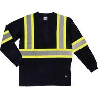 T-shirt de sécurité à manches longues, Coton, T-petit, Noir SHJ005 | Rideout Tool & Machine Inc.