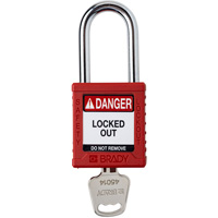 Velocity Lockout Padlock, Red, Keyed Different, Nylon, 1-1/2" Width Rideout Tool & Machine Inc.