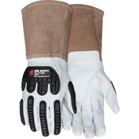 Leather Welding Work Gloves, Medium, Goatskin Palm, Gauntlet Cuff SHJ534 | Rideout Tool & Machine Inc.