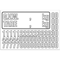 G.V.W. Truck Number Kit, Assorted Numbers/Letters/Punctuation, White Rideout Tool & Machine Inc.