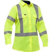 Bisley&reg; X-Back Women's Long Sleeve Work Shirt with X-Airflow, Poly-Cotton, Small, High Visibility Lime-Yellow Rideout Tool & Machine Inc.