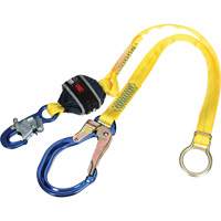 Tie-Back Web Shock-Absorbing Lanyard, 6', Rebar Hook Center, Snap Hook Leg Ends, Polyester Rideout Tool & Machine Inc.