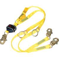 Twin-Leg Tie-Back Web Shock-Absorbing Lanyard, 6', Snap Hook Center, Snap Hook Leg Ends, Polyester Rideout Tool & Machine Inc.