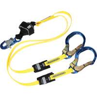 Twin-Leg Arc Flash Coated Web Shock-Absorbing Lanyard, 6', Rebar Hook Center, Snap Hook Leg Ends Rideout Tool & Machine Inc.