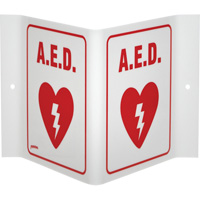 "A.E.D." V-Style Sign, 6" x 9", Acrylic, English with Pictogram Rideout Tool & Machine Inc.