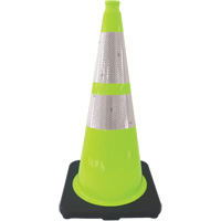 C&ocirc;ne de signalisation de premi&egrave;re qualit&eacute;, 28", Vert lime, Bande(s) r&eacute;fl&eacute;chissante(s) 4" & 6" Rideout Tool & Machine Inc.