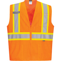 Veste de s&eacute;curit&eacute; &agrave; bandes contrastantes, Orange haute visibilit&eacute;, Petit, Polyester Rideout Tool & Machine Inc.