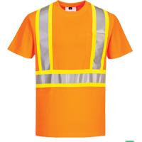 Contrast-Striped Safety T-Shirt, Polyester, Small, High Visibility Orange Rideout Tool & Machine Inc.