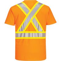 Contrast-Striped Safety T-Shirt, Polyester, Small, High Visibility Orange Rideout Tool & Machine Inc.