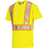 Contrast-Striped Safety T-Shirt, Polyester, Small, High Visibility Lime-Yellow Rideout Tool & Machine Inc.
