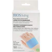 Blue Large Patch Bandages, Rectangular/Square, 3", Fabric Metal Detectable, Sterile Rideout Tool & Machine Inc.
