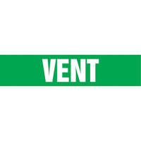 "Vent" Pipe Markers, Self-Adhesive, 4" H x 24" W, White on Green SI570 | Rideout Tool & Machine Inc.