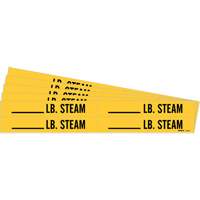 Marqueurs de tuyau avec espace vierge suivi de LB. Steam, Autocollant, 1-1/8" h x 7" la, Noir sur jaune Rideout Tool & Machine Inc.