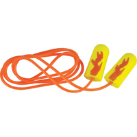 Bouchons d'oreilles éclat néon jaune E-A-Rsoft, Vrac - Sac en poly, Avec cordon SJ428 | Rideout Tool & Machine Inc.