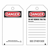 Self-Laminating Safety Tags, Polyester, 3" W x 5-3/4" H, English Rideout Tool & Machine Inc.