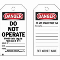 Self-Laminating Safety Tags, Polyester, 3" W x 5-3/4" H, English SX346 | Rideout Tool & Machine Inc.